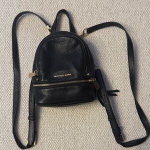 Michael Kors Black Pebbled Leather Backpack